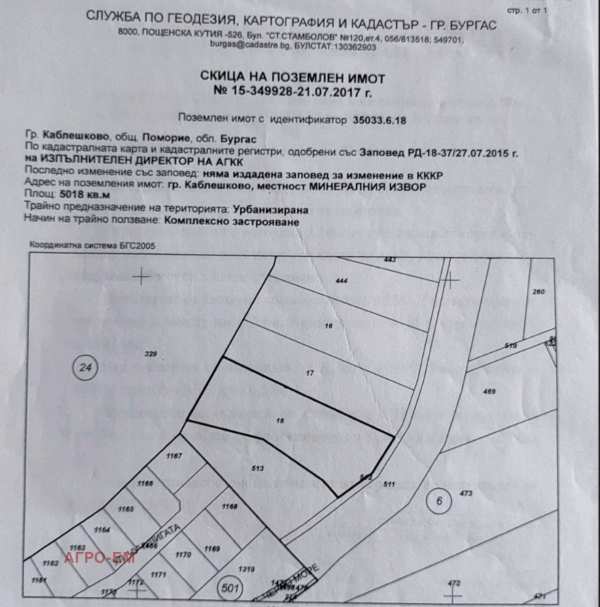 Продава парцел, гр. каблешково, област бургас