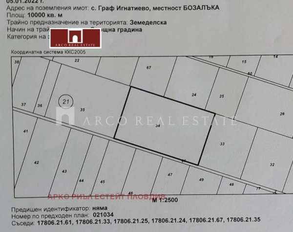Продава земеделска земя, с. граф игнатиево, област пловдив