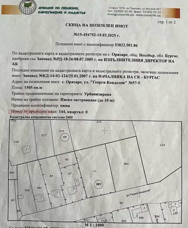 Продава парцел, с. оризаре, област бургас