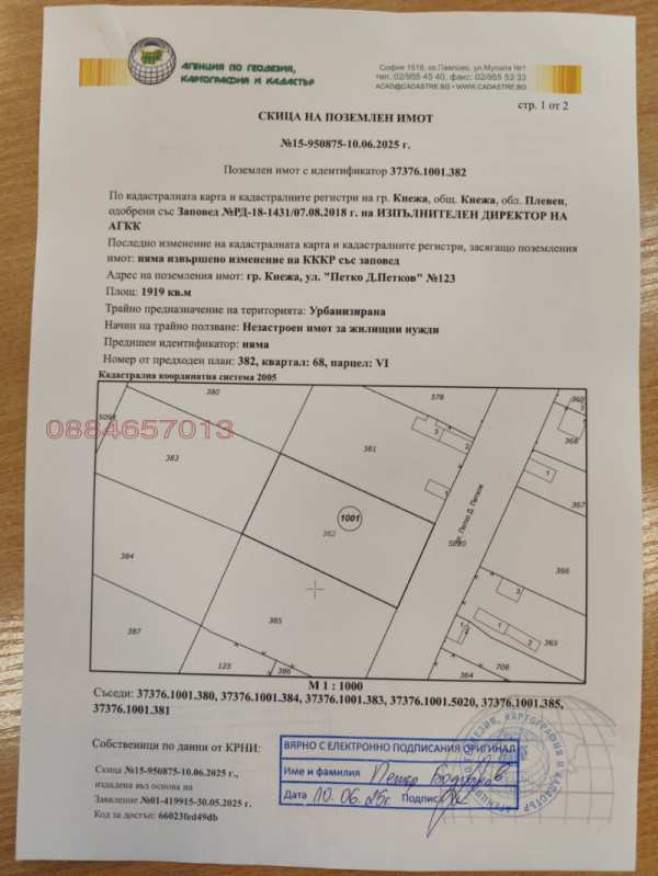 Продава парцел, гр. кнежа, област плевен