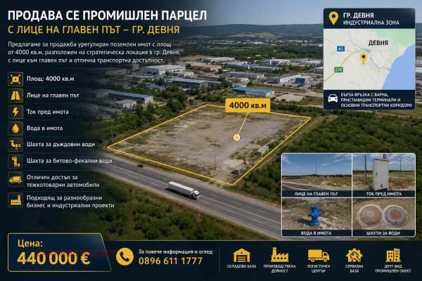 Продава парцел, гр. девня, област варна