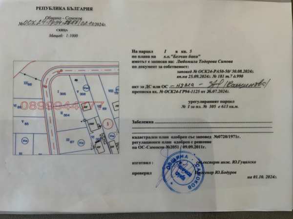 Продава  парцел с. Белчински бани, област София
      613 кв.м