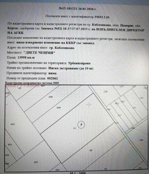 Продава парцел, гр. каблешково, област бургас