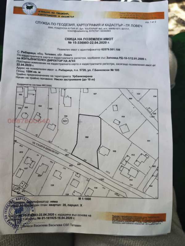 Продава парцел, с. рибарица, област ловеч