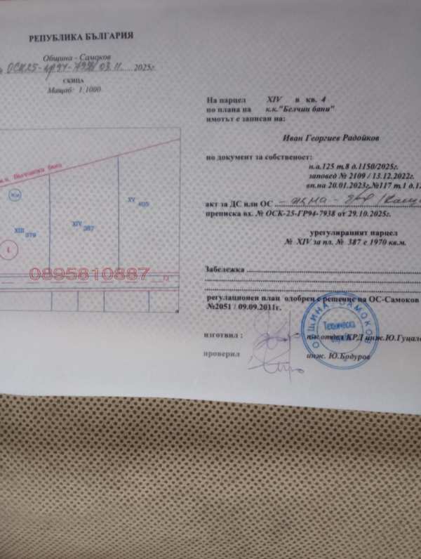 Продава парцел, с. белчински бани, област софия област