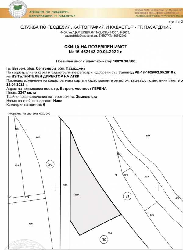 Продава земеделска земя, гр. ветрен, област пазарджик