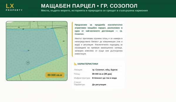 Продава парцел, гр. созопол, област бургас