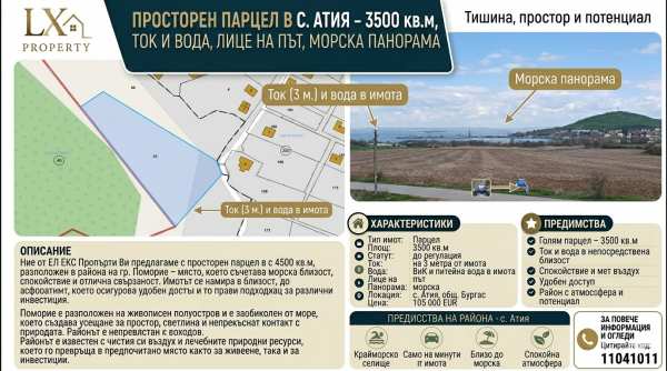 Продава парцел, гр. черноморец, област бургас
