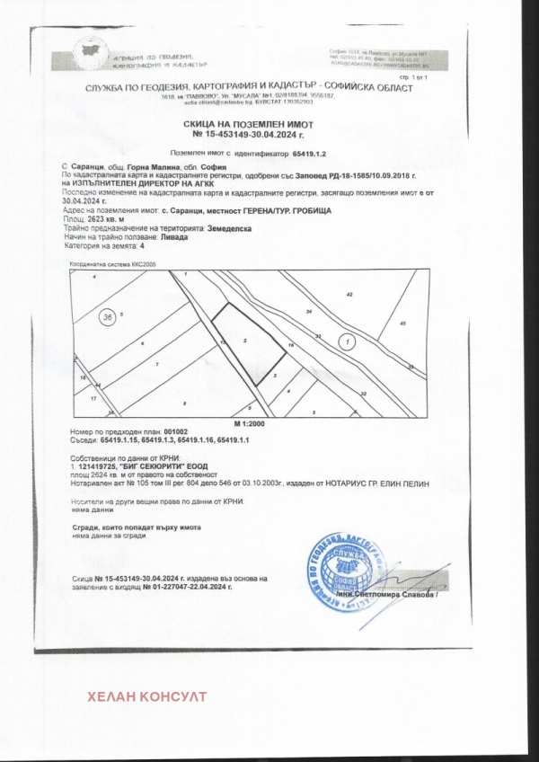 Продава земеделска земя, с. саранци, област софия област
