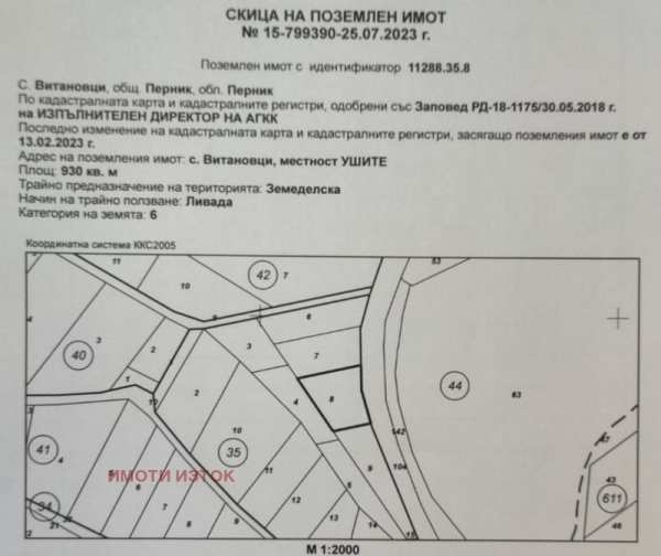 Продава парцел, с. витановци, област перник