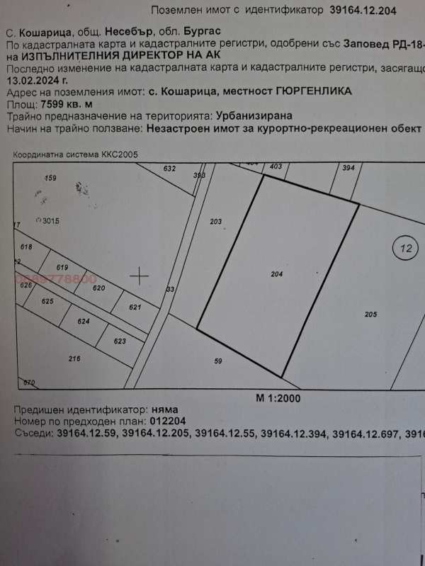 Продава парцел, с. кошарица, област бургас
