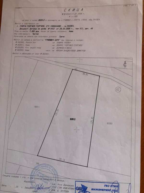 Продава парцел, с. гривица, област плевен