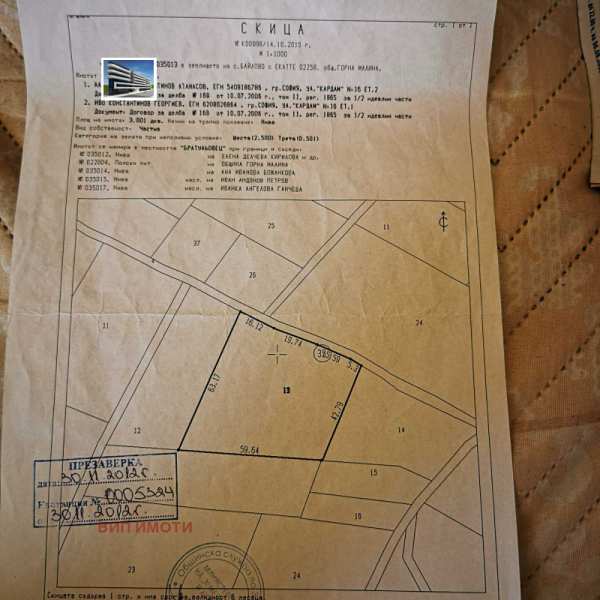 Продава парцел, с. байлово, област софия област
