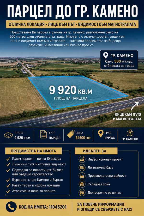Продава парцел, гр. камено, област бургас