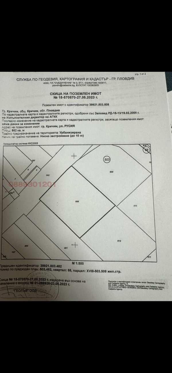 Продава парцел, гр. кричим, област пловдив