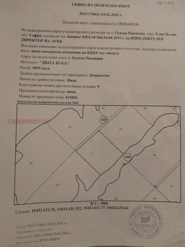 Продава земеделска земя, с. голема раковица, област софия област
