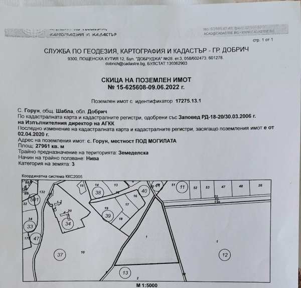Продава земеделска земя, гр. шабла, област добрич