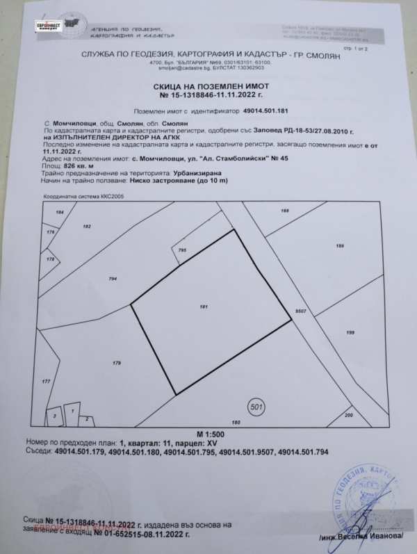 Продава парцел, с. момчиловци, област смолян