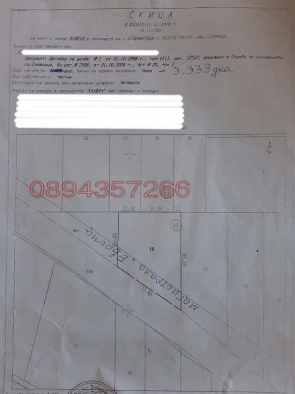 Продава парцел, гр. сливница, област софия област