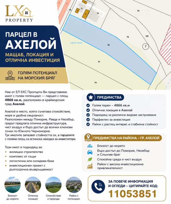Продава парцел, гр. ахелой, област бургас