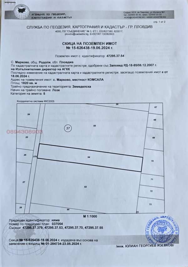 Продава парцел, с. марково, област пловдив