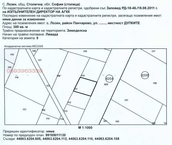 Продава земеделска земя, с. лозен, област софия област
