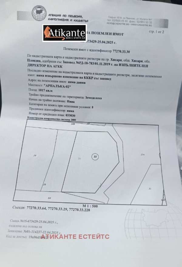 Продава парцел, гр. хисаря, област пловдив