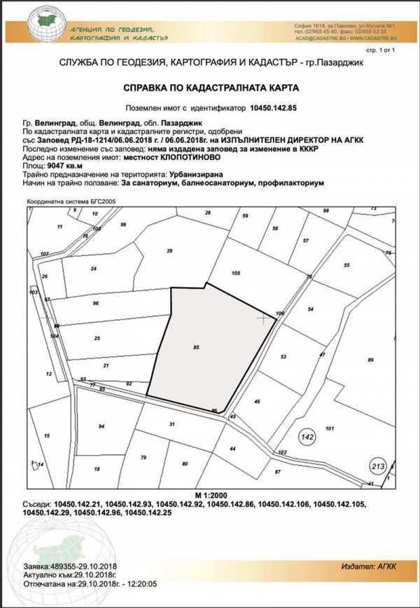 Продава парцел, гр. велинград, област пазарджик
