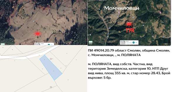Продава земеделска земя, с. момчиловци, област смолян
