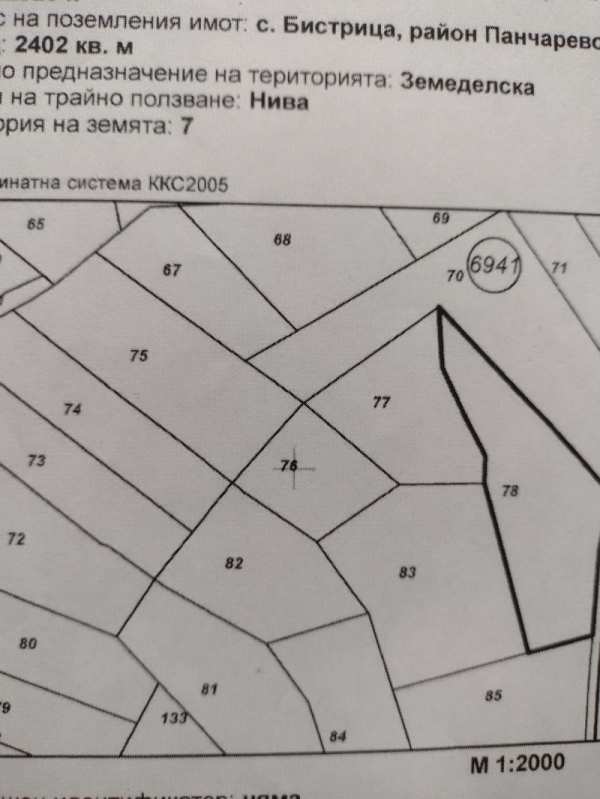 Продава  земеделска земя с. Бистрица, област София
      2.402 дка